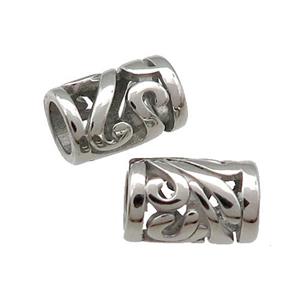 Raw Stainless Steel Tube Beads Large Hole, approx 7x11mm, 4mm hole