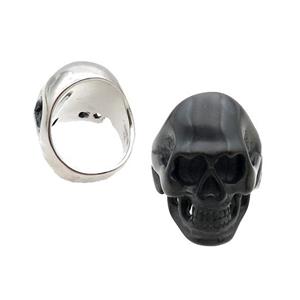 Stainless Steel Skull Ring Black Plated, approx 22-30mm