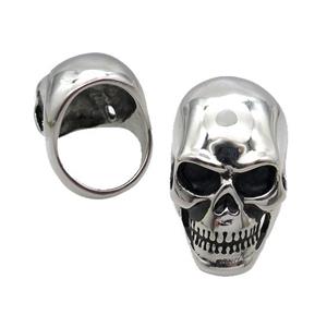 Stainless Steel Ring Skull Antique Silver, approx 28-40mm
