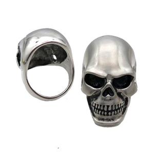 Stainless Steel Skull Ring Antique Silver, approx 28-40mm