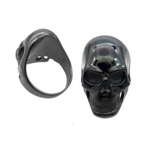Stainless Steel Skull Ring Black Plated, approx 28-40mm