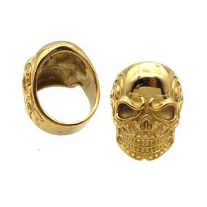 Stainless Steel Skull Ring Gold Plated, approx 26-35mm