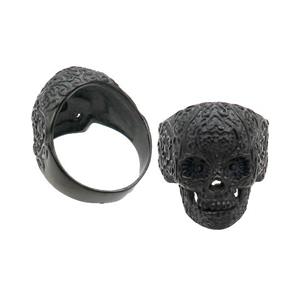 Stainless Steel Skull Ring Black Plated, approx 26-29mm