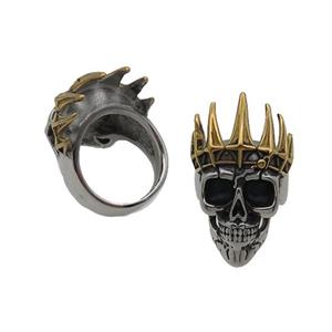 Stainless Steel Skull Ring Antique Gold, approx 22-38mm