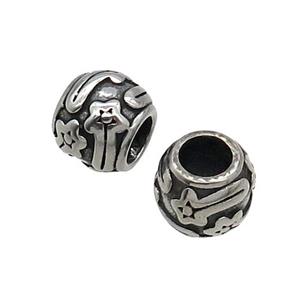 European Style Stainless Steel Round Beads Antique Silver, approx 8-10mm, 5mm hole