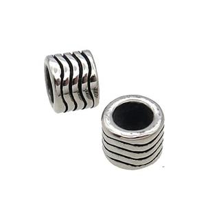 Stainless Steel Tube Beads Large Hole Antique Silver, approx 7-9mm, 5mm hole