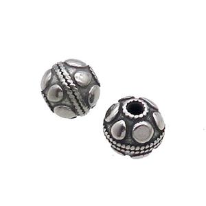 Stainless Steel Round Beads Antique Silver, approx 9mm