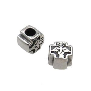 Stainless Steel Cross Beads Large Hole Antique Silver, approx 11mm, 5mm hole