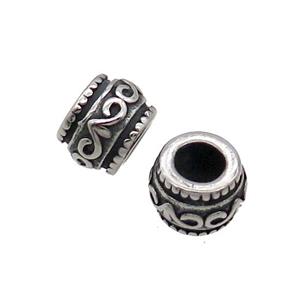 Stainless Steel Rondelle Beads Large Hole Antique Silver, approx 9-12mm, 6mm hole