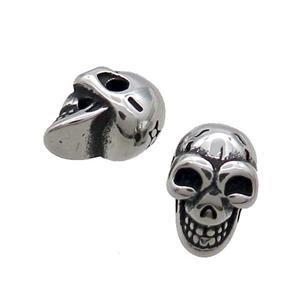 Stainless Steel Skull Beads Paracord Large Hole Antique Silver, approx 8.5-13mm, 2mm hole