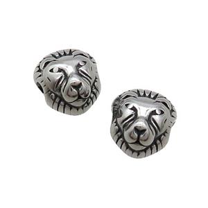 Stainless Steel Lion Beads Paracord Large Antique Silver, approx 10-12mm, 3mm hole
