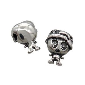 Stainless Steel Boy Beads Cartoon Antique Silver, approx 11-14mm