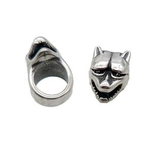 Stainless Steel Wolf Beads Large Hole Antique Silver, approx 12mm, 8mm hole