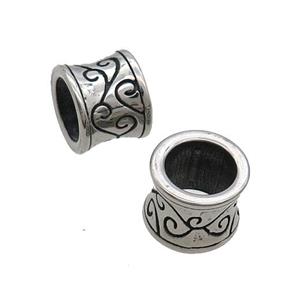 Stainless Steel Bamboo Beads Large Hole Antique Silver, approx 12mm, 8mm hole
