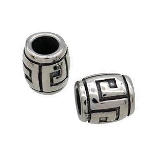 Stainless Steel Barrel Beads Large Hole Antique Silver, approx 11-12mm, 6mm hole