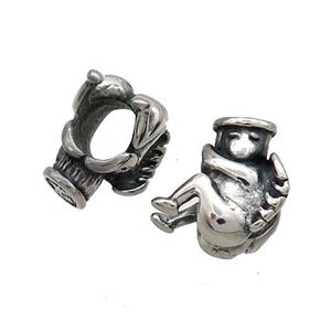 Stainless Steel Beads Angel Large Hole Antique Silver, approx 12-13mm, 6mm hole