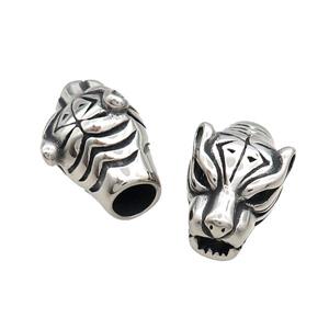 Stainless Steel Leopard Beads Large Hole Antique Silver, approx 14-22mm, 6mm hole