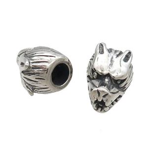 Stainless Steel Wolf Beads Antique Silver, approx 11-17mm, 5mm hole