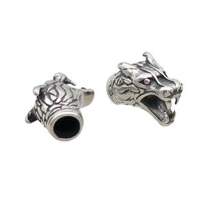 Stainless Steel Loong Beads Large Hole Antique Silver, approx 10-23mm, 5mm hole