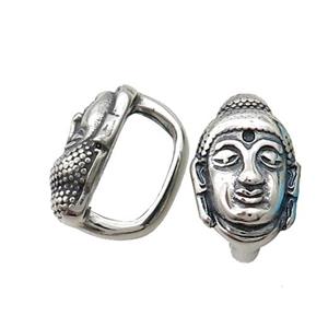 Stainless Steel Buddha Beads Large Hole Antique Silver, approx 12-18mm, 6-12mm hole