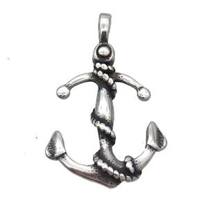 Stainless Steel Anchor Pendant Antique Silver, approx 20-30mm