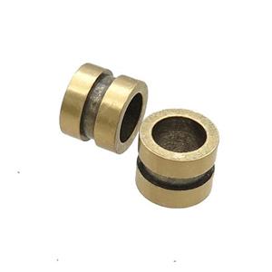 Stainless Steel Tube Beads Large Hole Antique Gold, approx 10mm, 6mm hole