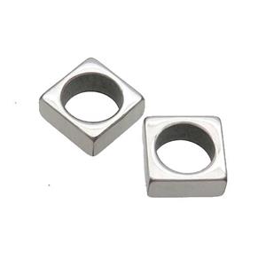 Raw Stainless Steel Square Beads Large Hole, approx 11.5x11.5mm, 9mm hole