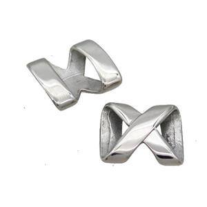 Raw Stainless Steel X Beads, approx 15-17mm, 2.5-7mm hole