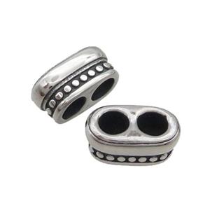 Stainless Steel Beads 2holes Antique Silver, approx 8-15mm, 5mm hole