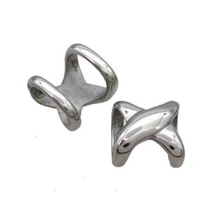 Raw Stainless Steel X Beads Large Hole, approx 17x17mm, 8-12mm hole