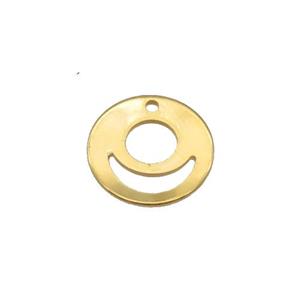 Stainless Steel Emoji Pendant Gold Plated, approx 12mm
