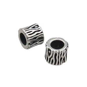 Stainless Steel Tube Beads Large Hole Antique Silver, approx 6-7mm, 4mm hole