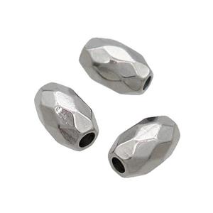 Raw Stainless Steel Rice Beads Faceted Barrel, approx 4-7mm