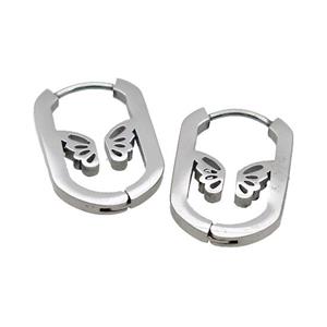 Raw Stainless Steel Latchback Earrings, approx 14-22mm