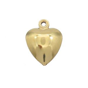 Stainless Steel Heart Pendant Gold Plated, approx 9-10mm