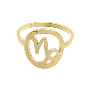 Stainless Steel Rings Virgo Zodiac Gold Plated, approx 13-14mm, 18mm dia