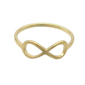 Stainless Steel Rings Infinity Symbols Gold Plated, approx 6-14mm, 18mm dia