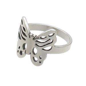 Raw Stainless Steel Rings Butterfly, approx 15mm, 18mm dia
