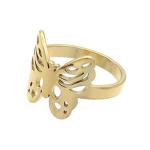 Stainless Steel Rings Butterfly Gold Plated, approx 15mm, 18mm dia