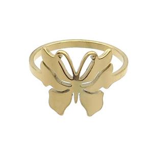 Stainless Steel Rings Butterfly Gold Plated, approx 14mm, 18mm dia
