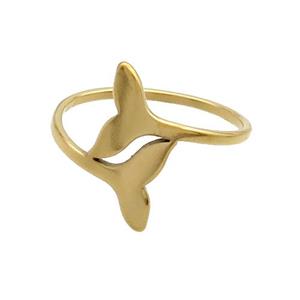 Stainless Steel Rings Sharktail Gold Plated, approx 9-16mm, 18mm dia