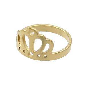 Stainless Steel Crown Rings Gold Plated, approx 12-13mm, 18mm dia