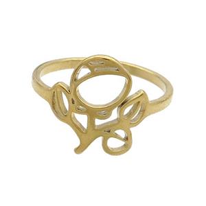 Stainless Steel Rings Flower Gold Plated, approx 13mm, 18mm dia