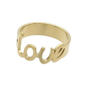 Stainless Steel Rings LOVE Gold Plated, approx 6mm, 18mm dia