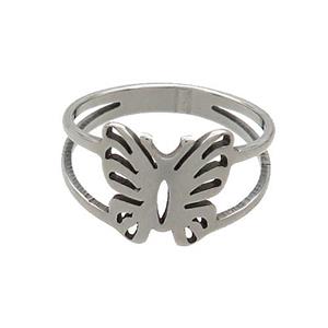 Raw Stainless Steel Rings Butterfly, approx 11mm, 18mm dia