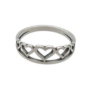 Raw Stainless Steel Rings Heart, approx 6.5mm, 18mm dia