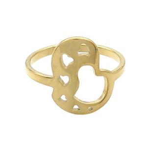 Stainless Steel Rings Heart Gold Plated, approx 11-15mm, 18mm dia