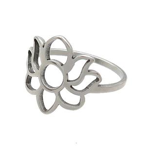 Raw Stainless Steel Rings Flower, approx 15-16mm, 18mm dia