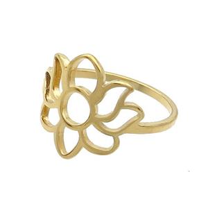 Stainless Steel Rings Flower Gold Plated, approx 15-16mm, 18mm dia