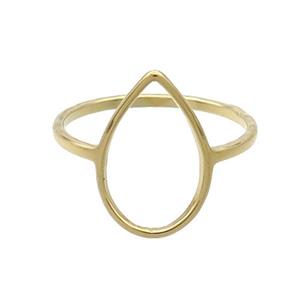 Stainless Steel Rings Teardrop Gold Plated, approx 10-15mm, 18mm dia